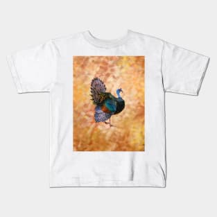 Ocellated Turkey in Autumn Leaves Kids T-Shirt